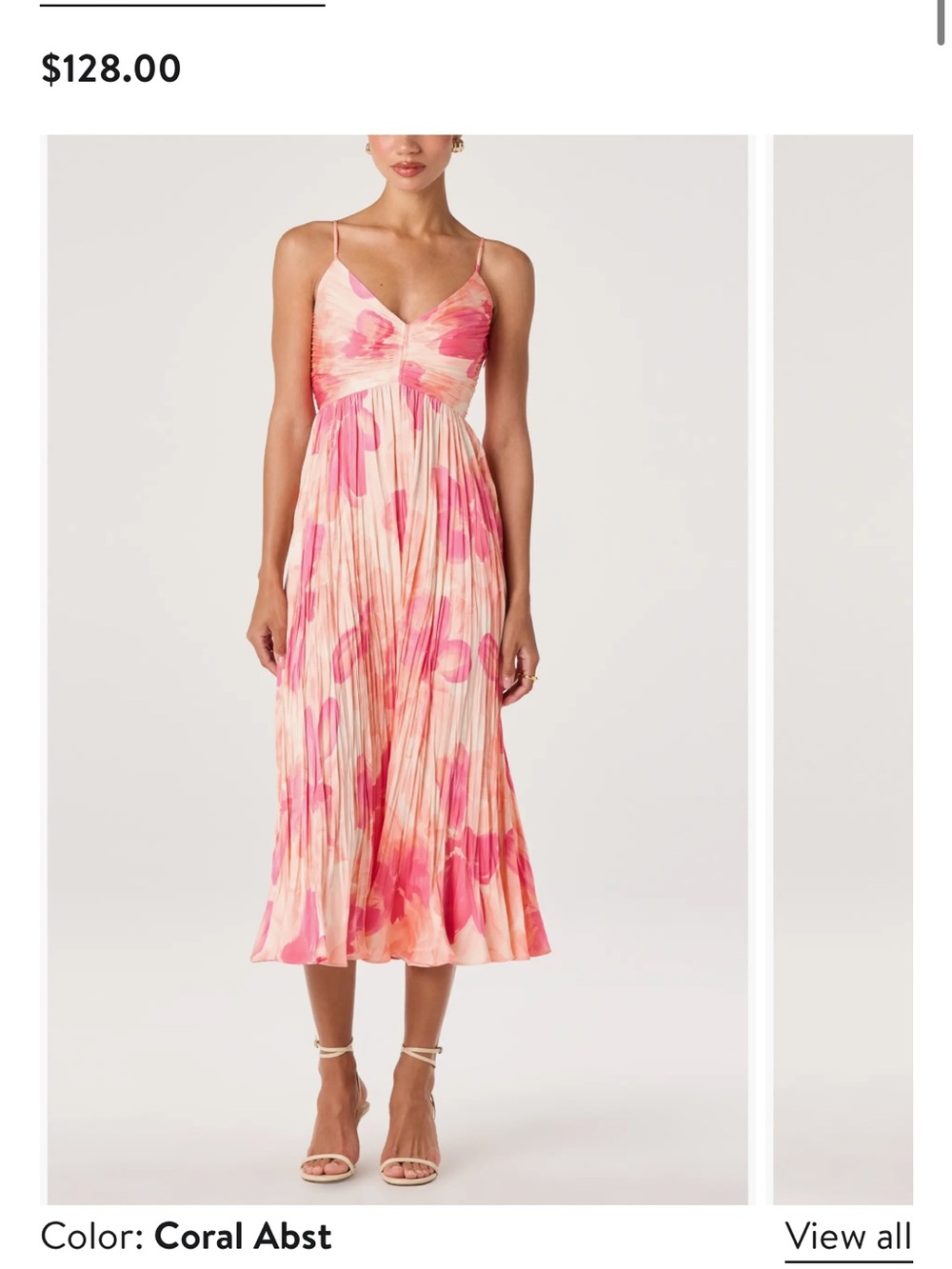ASTR the Label Maeve Midi Dress, Coral Abstract Floral, Medium (6-8)